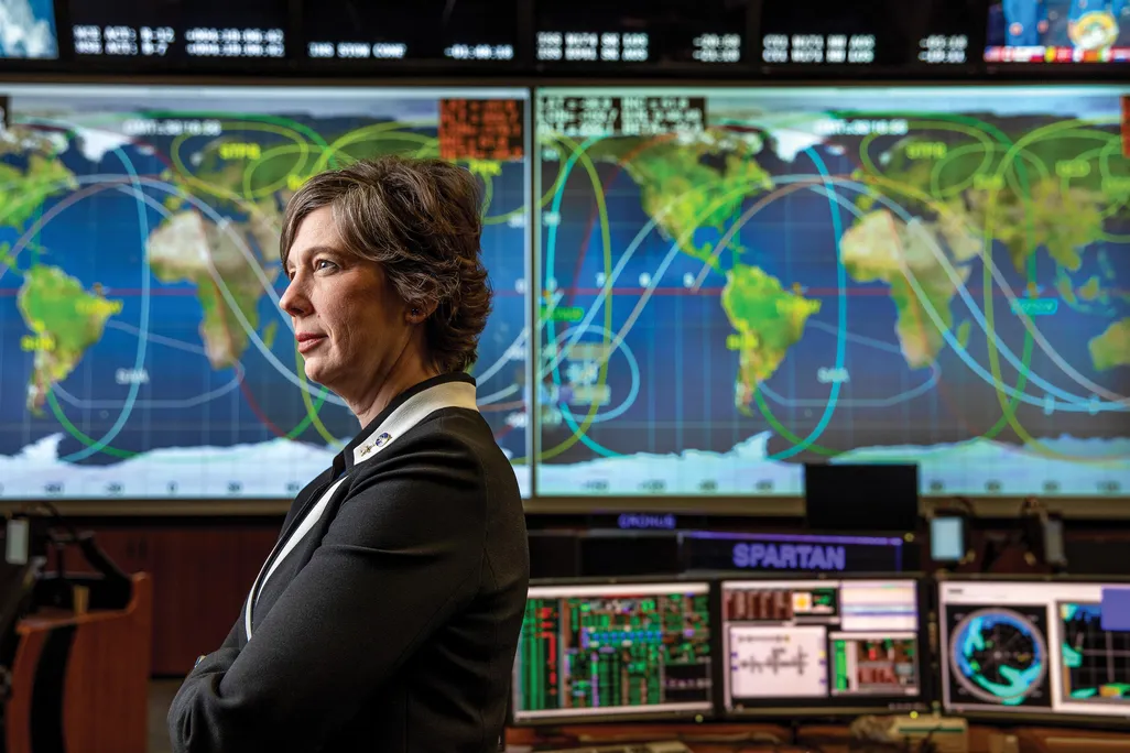 Holly Ridings in the Blue Flight Control Room