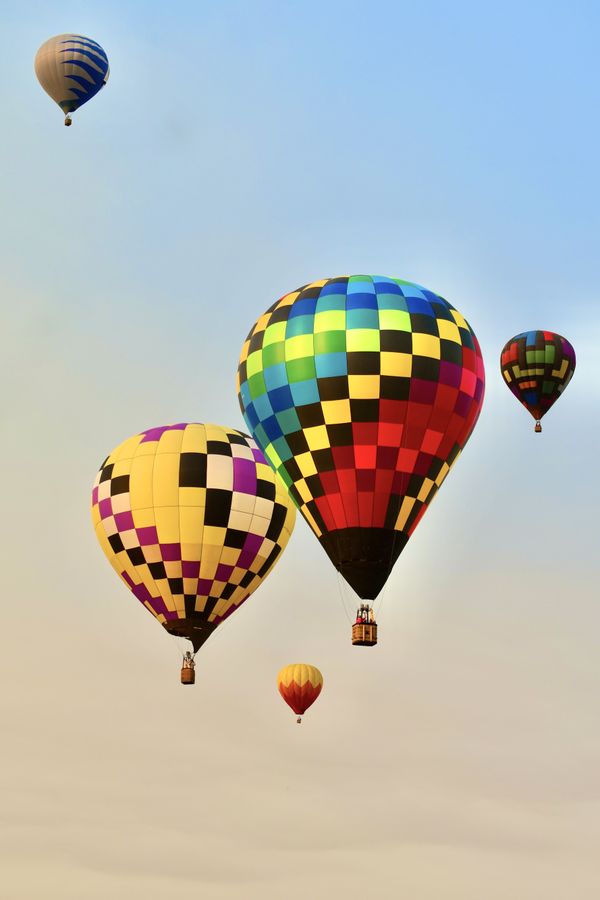 Hot air balloons flying during sunrise. thumbnail