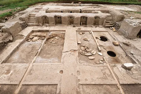 The wine cellar, treading floor and presses found at an ancient Roman winery