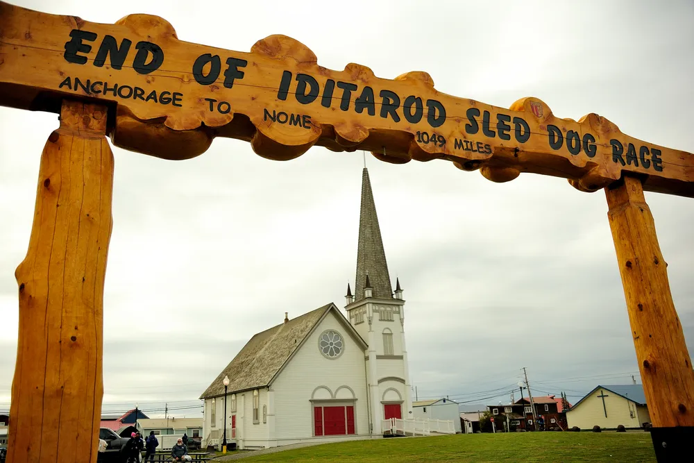 End of the Iditarod Dog Sled Race, Nome, Alaska. I visited the remote and very interesting town of Nome in Alaska at the end of my Canada-Alaska cruise and took photos there of buildings and streets that seemed remarkable to me as a German traveler.