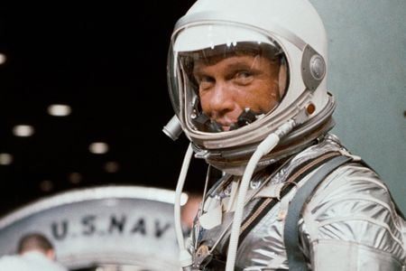 John Glenn, dressed for space in his Mercury pressure suit.
