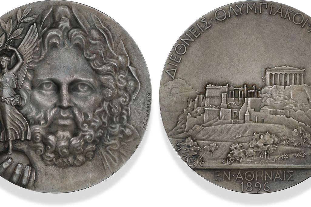 1 Back and front of an 1896 Olympic medal