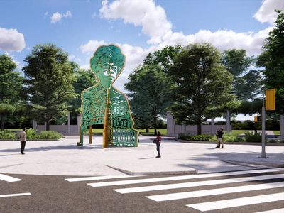 The monument, designed by artists Amanda Williams and&nbsp;Olalekan B. Jeyifous, will be placed at an entrance to Prospect Park.