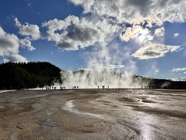 Silhouettes of Tourists at the Grand Prismatic thumbnail