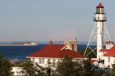 A view of Lake Superior and the Great Lakes Shipwreck Museum.