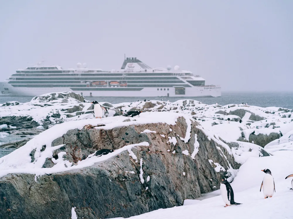 Viking cruise ship in Antarctica