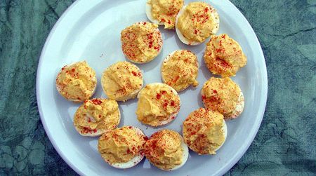 Deviled eggs, one of many Halloween treats