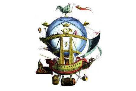 A colored print of La Minerve