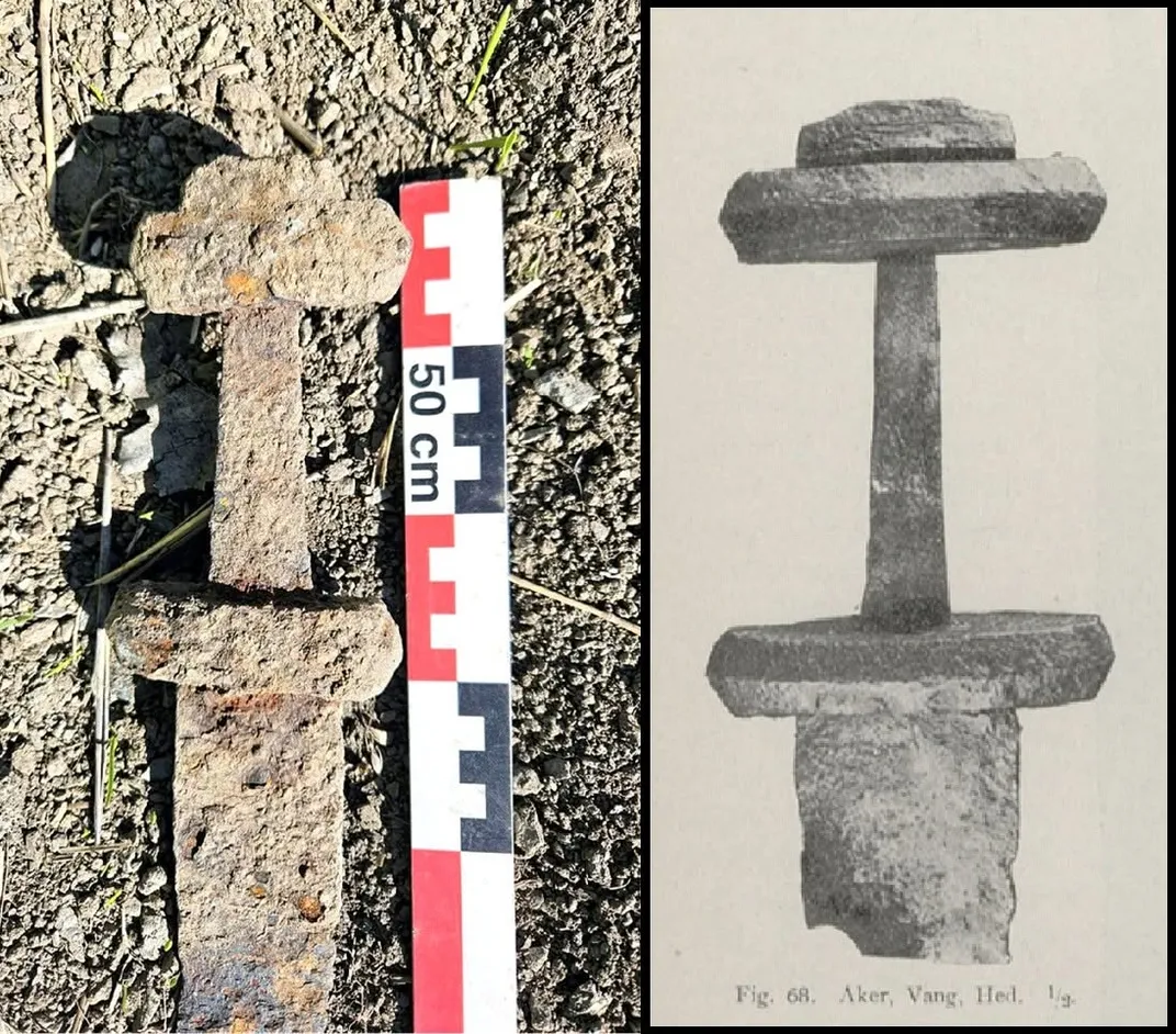 Sword next to illustration from 1919 study