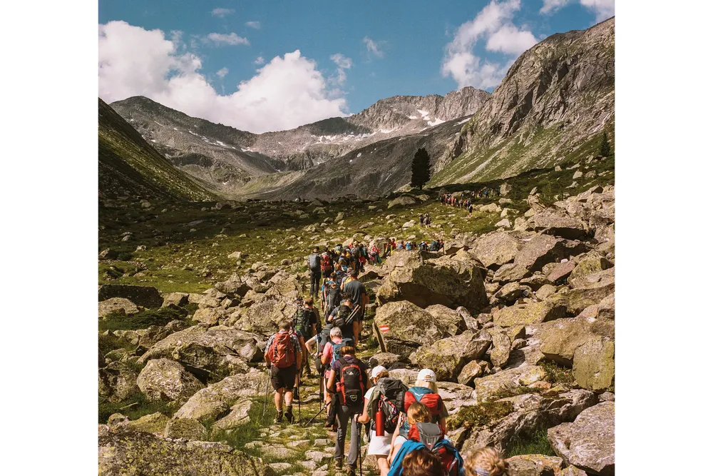 OPENER - Hikers set off on the annual Alpine Peace Crossing.