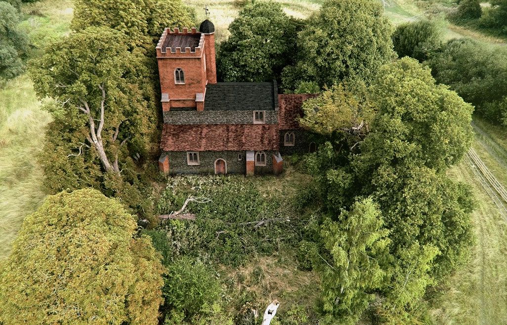 A CGI digital illustration of the medieval church recently unearthed in Stoke Mandeville, Buckinghampshire.