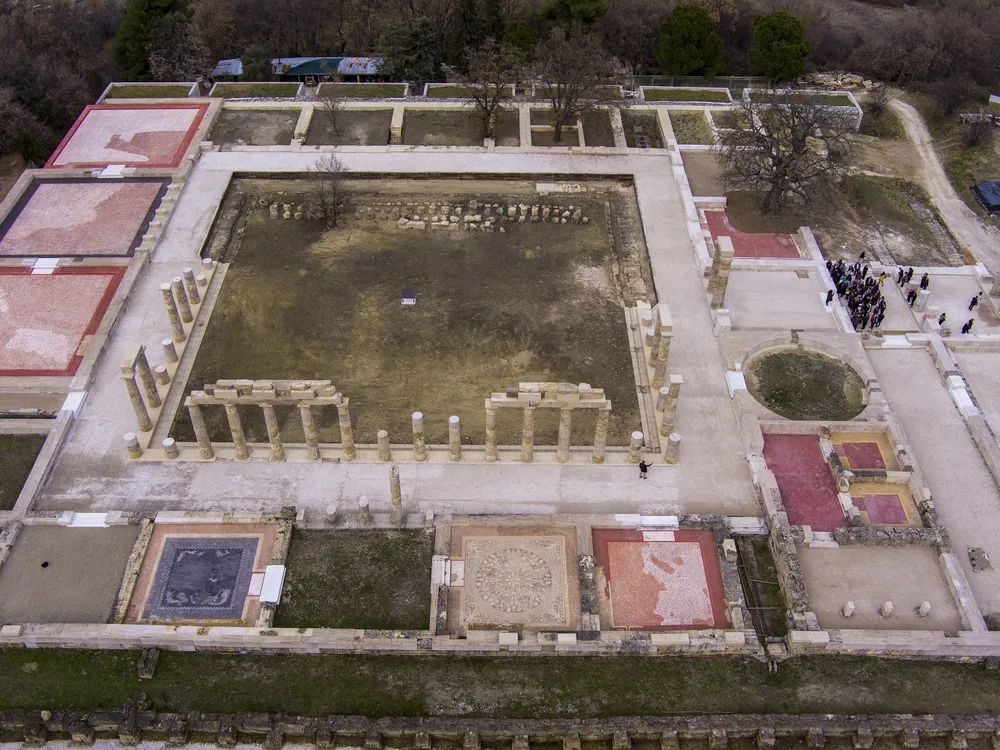 Palace of Aigai aerial view