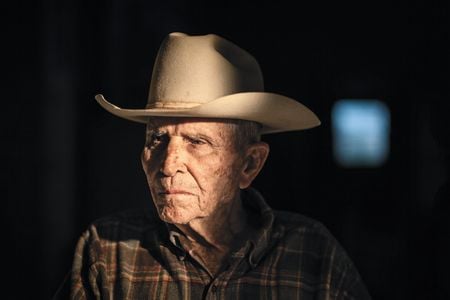 Ray Halliburton, 92, at his ranch in Luling, Texas