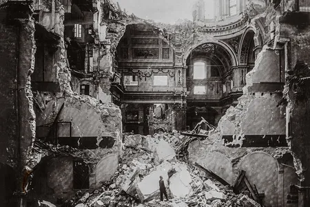 Troops encountered ruin across Europe (in Palermo, the bombed-out church of Sant’Ignazio). In that city, recalled war correspondent Richard Tregaskis, “buildings were smashed into the street as far as one could see.”
