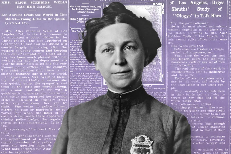 An illustration of Alice Stebbins Wells, the first policewoman in the Los Angeles Police Department