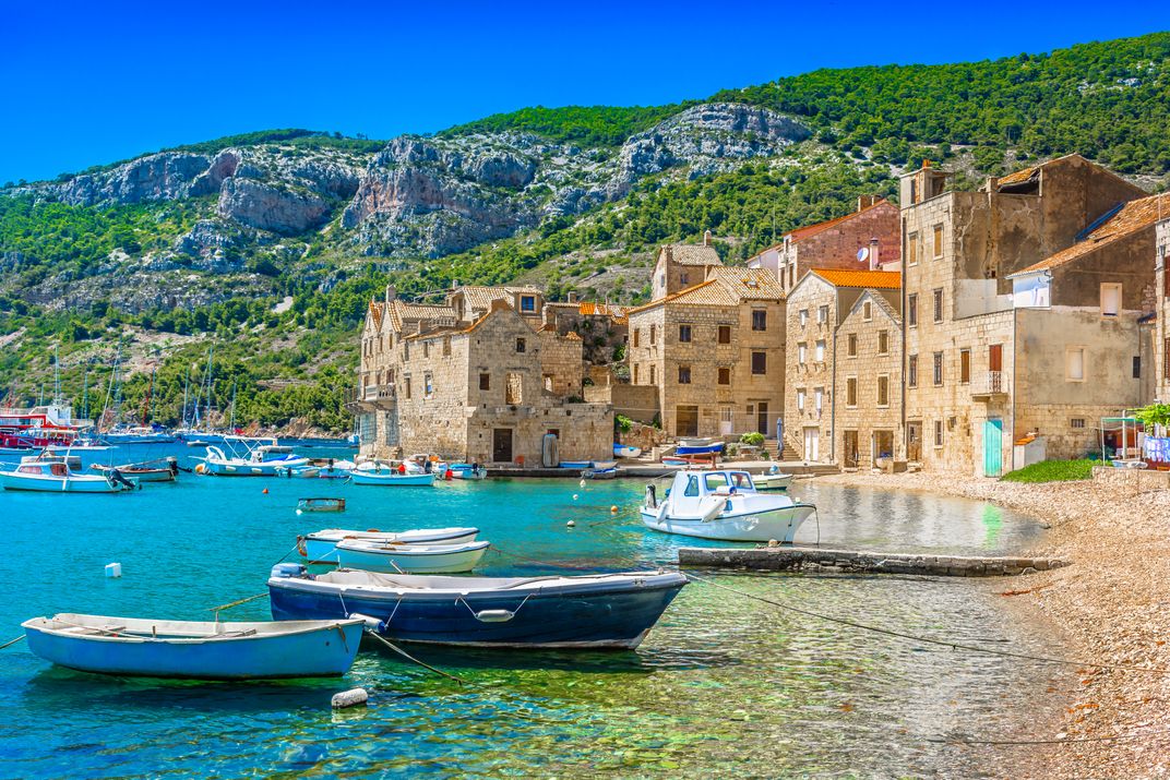 The village of Komiza on the Dalmatian Island of Vis