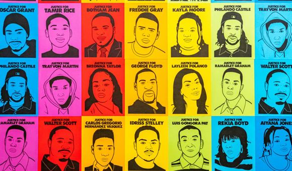 Oree Originol, Justice for Our Lives, 2014-Present, 78 digital images, Smithsonian American Art Museum, Museum purchase through the Patricia Tobacco Forrester Endowment, 2020.51A-MM, © 2014, Oree Originol. Photo of Installation by Albert Ting.