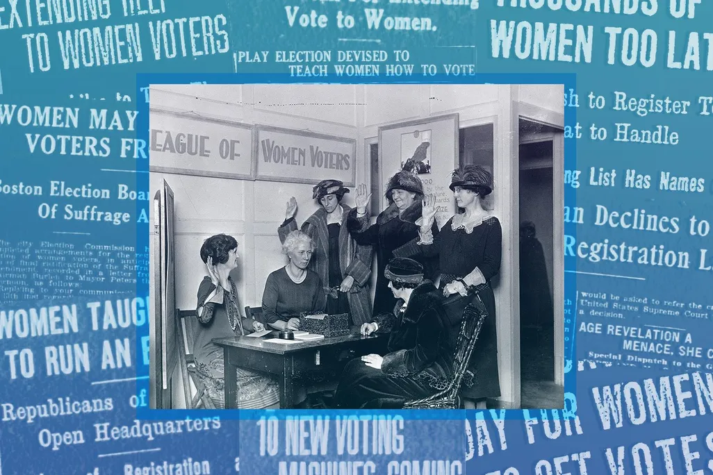 Women register to vote