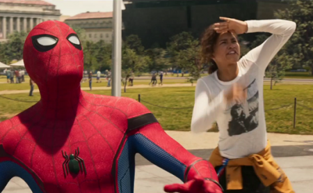 Caption: Zendaya and Tom Holland in Spider-Man: Homecoming (2017); credit: Sony