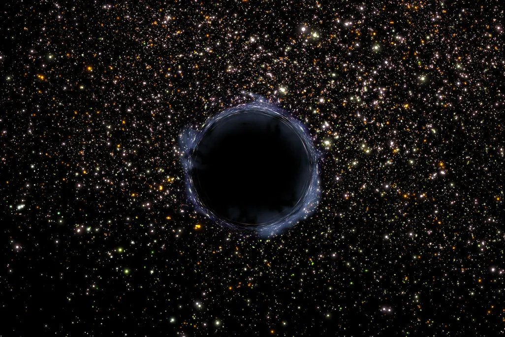 An image of an isolated black hole lensing stars in space
