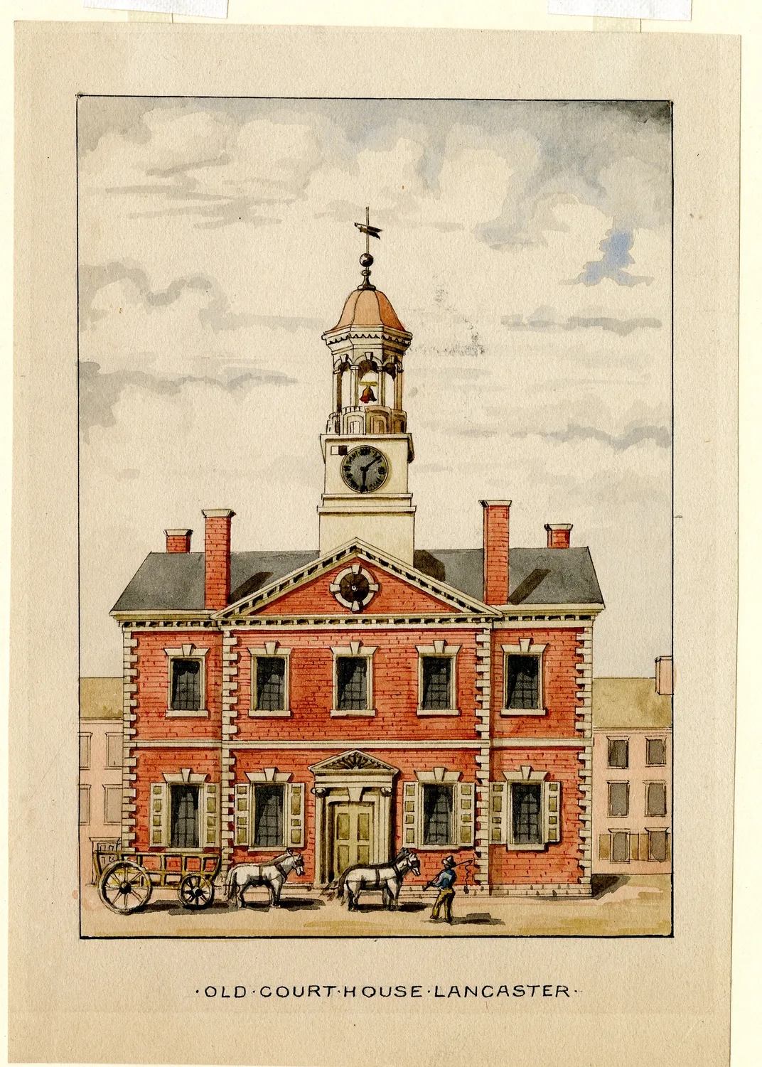 Illustration of Lancaster's 1780s courthouse