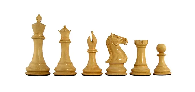 Traditional chess pieces in the Staunton design