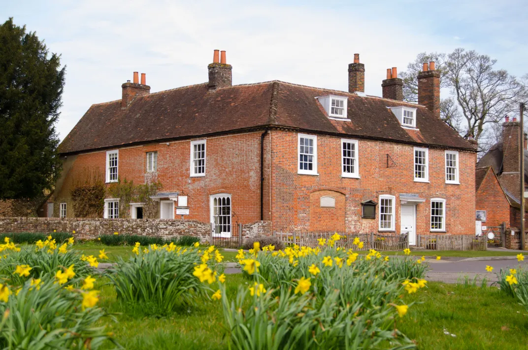 View of the historic home of author Jane Austen in Chawton, Hampshire, England