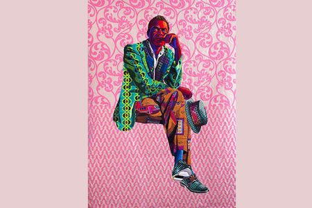 Bisa Butler, I Am Not Your Negro, 2019. Cotton, wool and chiffon, quilted and appliquéd. 79 x 60 in.