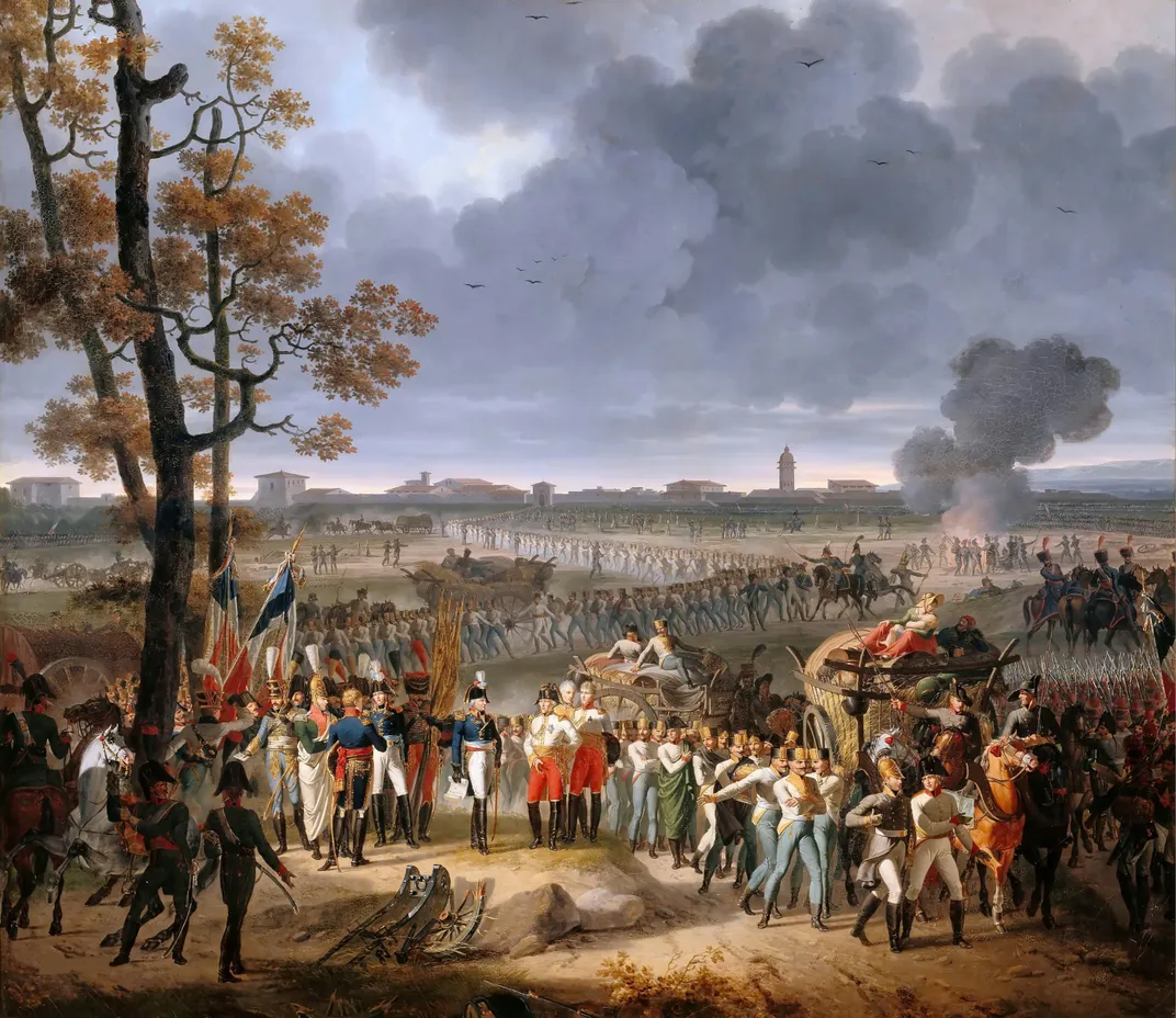 A painting of Austria's 1797 surrender of Mantua to Napoleon's French forces