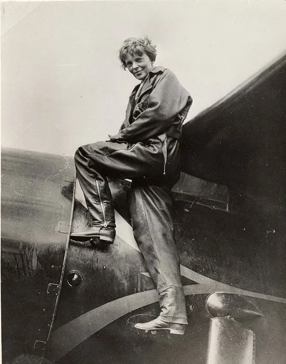 Amelia Earhart with her Lockheed Vega 5B