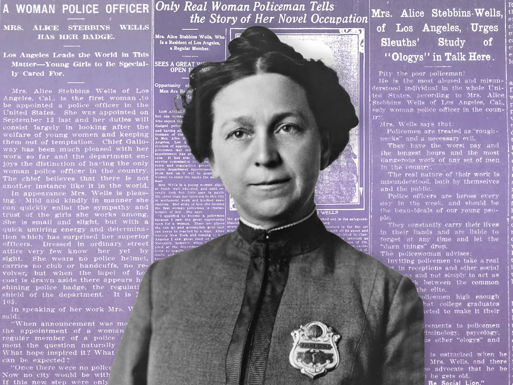 An illustration of Alice Stebbins Wells, the first policewoman in the Los Angeles Police Department