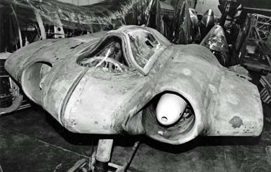 The Horten Ho 229 V3 awaits restoration at the National Air and Space Museum's Garber facility.