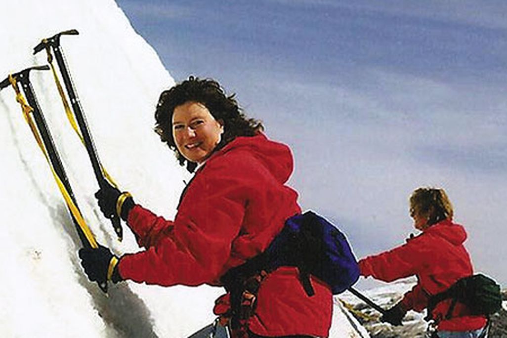 The author exploring a glacier in Alaska