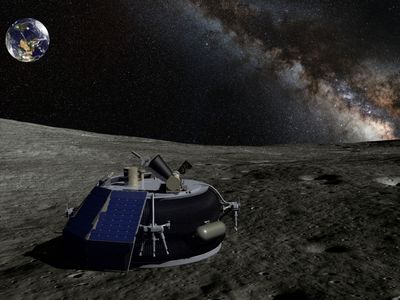 An artist's concept of Moon Express's MX-1 Micro Lander, which may head to the moon as soon as next year.