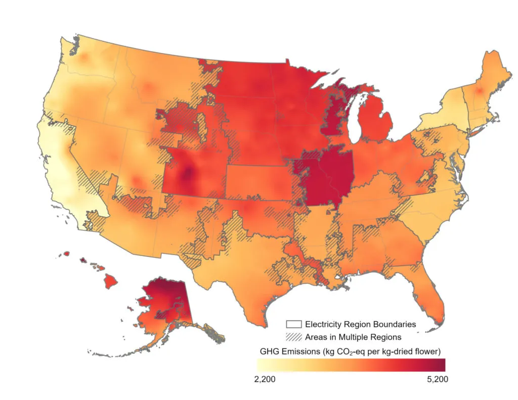 map of cannabis greenhouse gas emissions