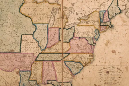 The Travelers&rsquo; Tour Through the United States featured a map of the then-24 states.