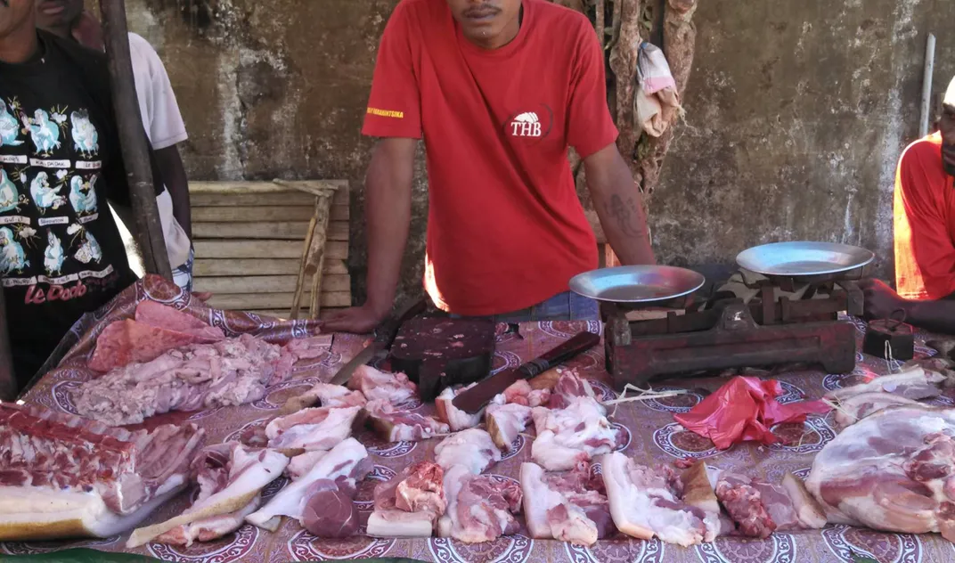 Wild pig market seller