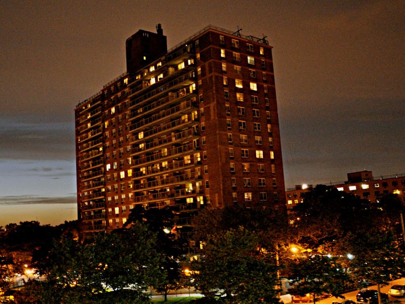 Brooklyn Coop apartment building on the night of July 4th