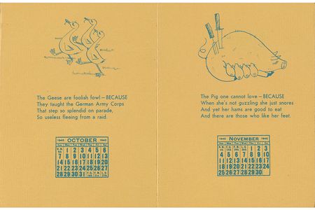 Calendar with verses by William Adams Delano and illustrations by Tina Safranski, 1945. Arthur Sinclair Covey papers, 1882-1960. Archives of American Art, Smithsonian Institution.