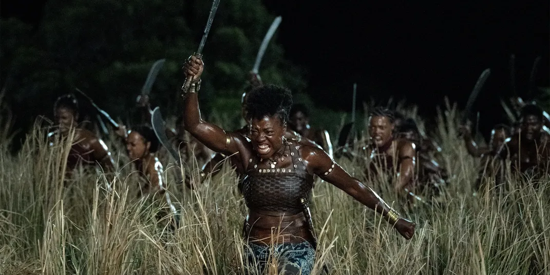 Viola Davis (center) as Nanisca in The Woman King​​​​​​​