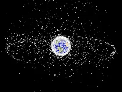 A computer-generated image representing space debris