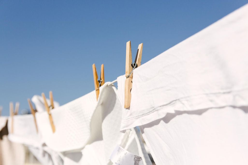 White clothes hung out to dry