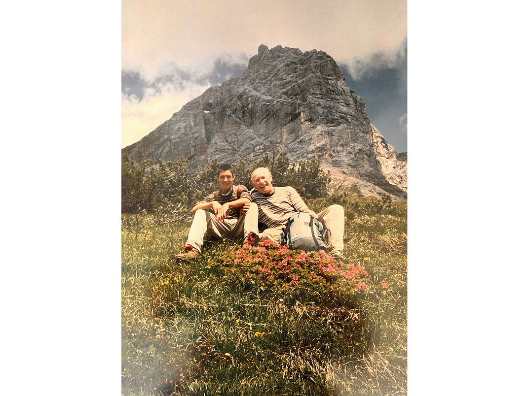 Peace Crossing founder Ernst Löschner with his then-14-year-old son Lukas.