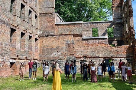 The choir performs at the ruins of a mill in Sweetwater Creek State Park in Douglas County, Georgia