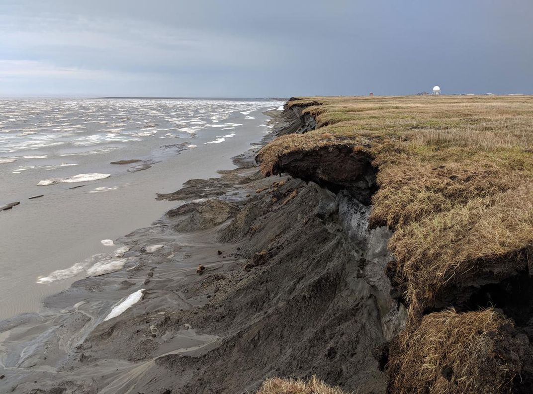 Frozen, seaside cliff in the Arctic