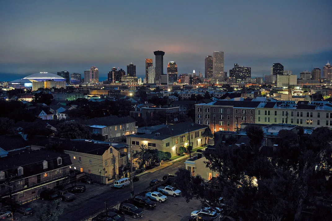 sunrise over the downtown of New Orleans