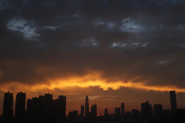 Sunrise before typhoons in downtown city thumbnail