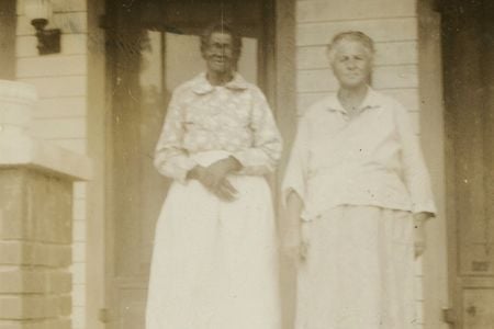 Two unidentified Gullah Geechee women photographed by Lorenzo Dow Turner in the early 1930s