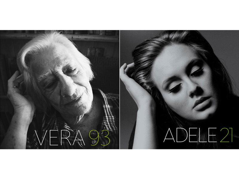 Nursing home resident Vera recreates Adele's 21 album cover