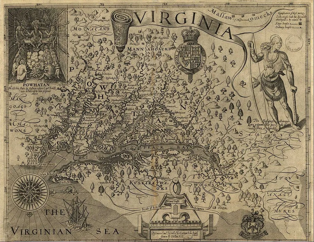 Captain John Smith's 1624 map of Virginia